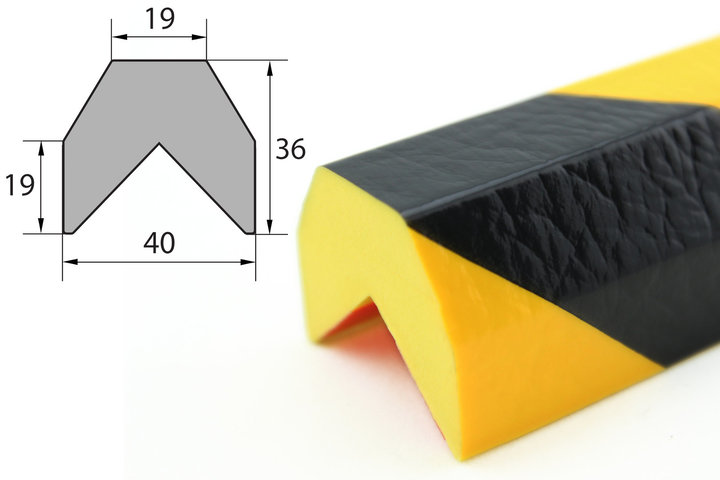 Elastyczny profil ostrzegawczo-ochronny typ AA żółto-czarny (1000 mm)